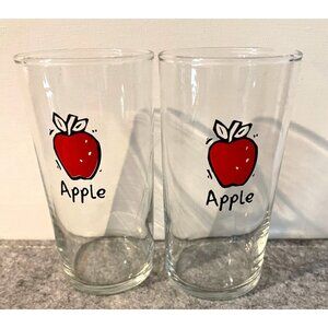 2 Vintage Libbey Juice Glasses with Apples  # 2046